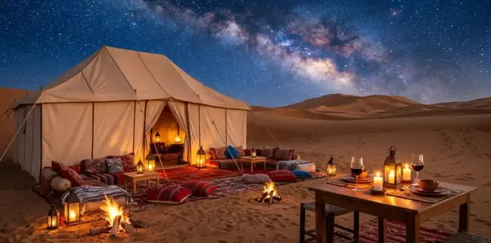 Bivouac de luxe désert Sahara Maroc glamping