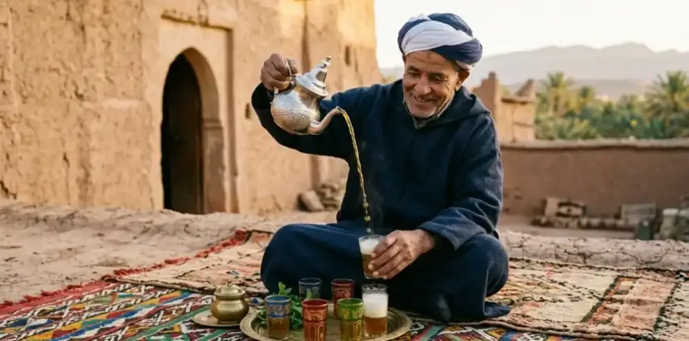 Tradition thé nomade berbère désert Zagora Maroc