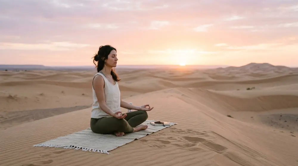 Retraite yoga bien-être désert Zagora Maroc méditation